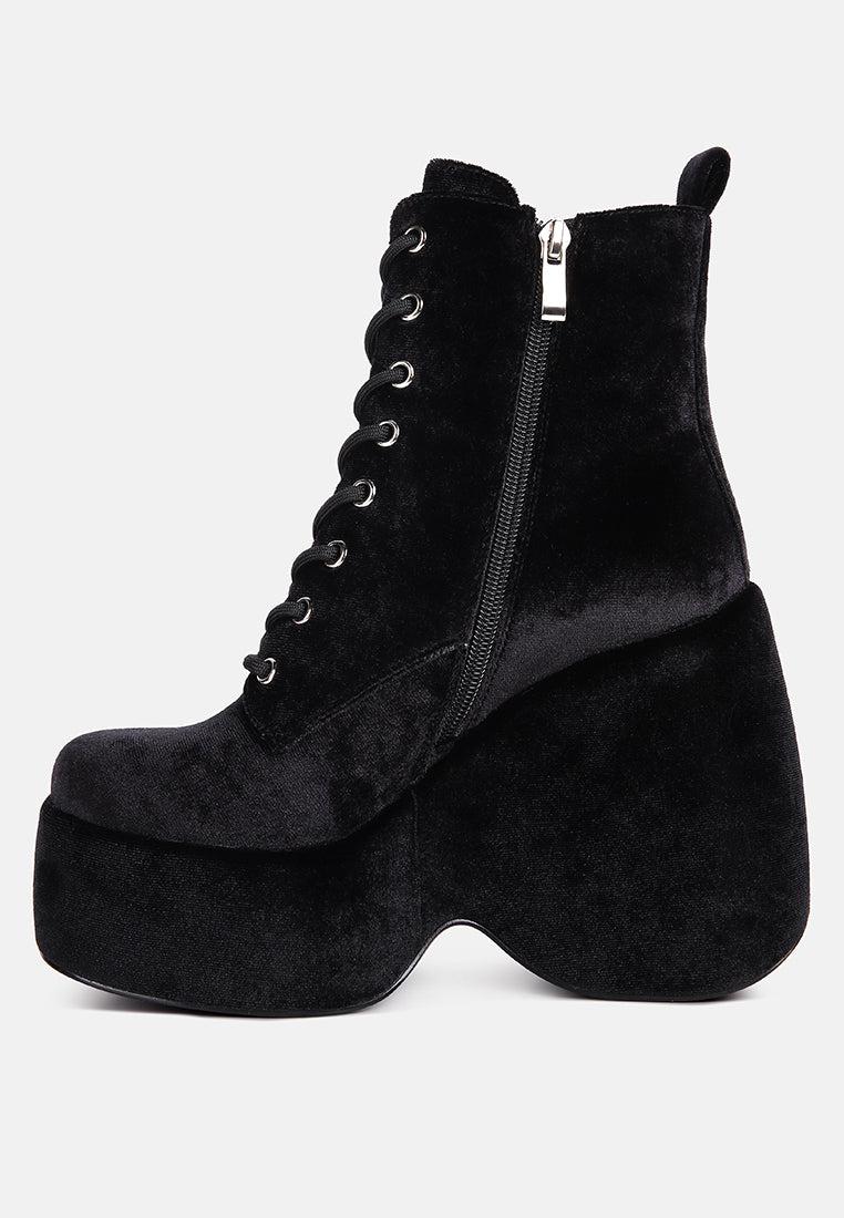 ashcan black high platform velvet ankle boots#color_black