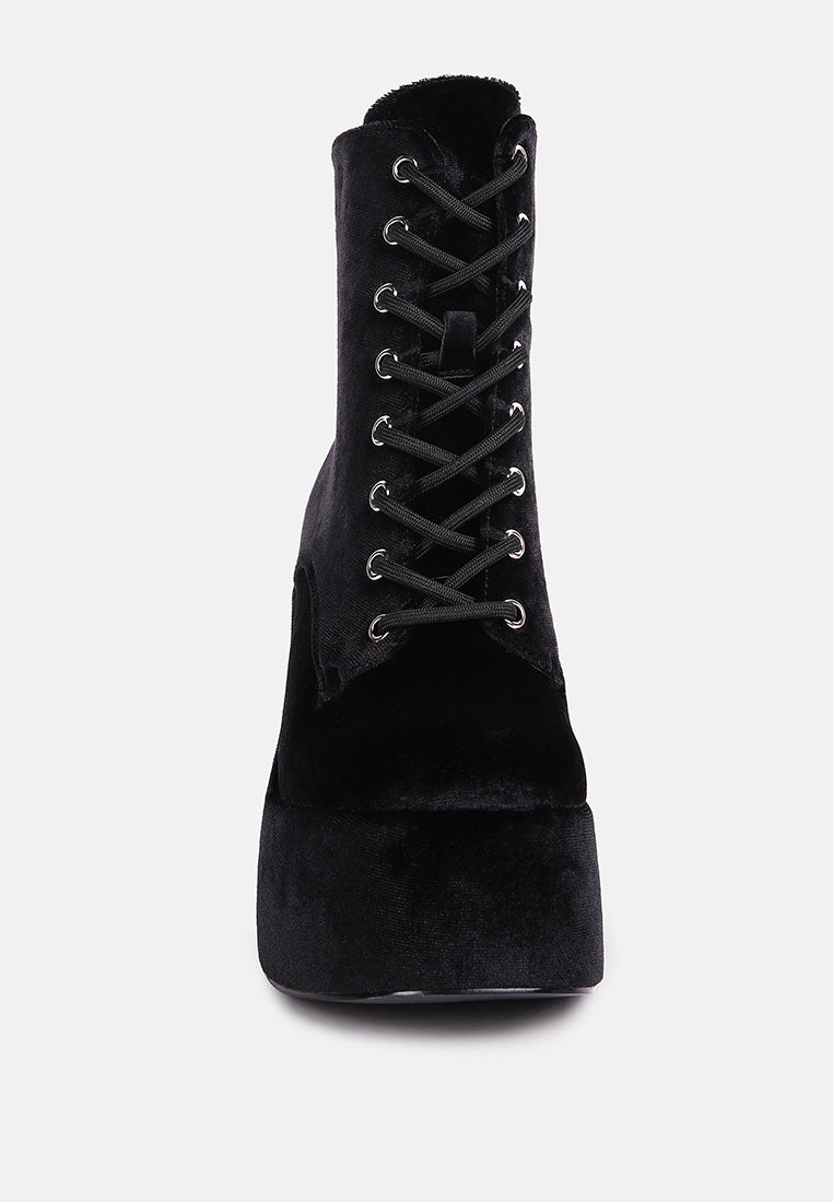 ashcan black high platform velvet ankle boots#color_black