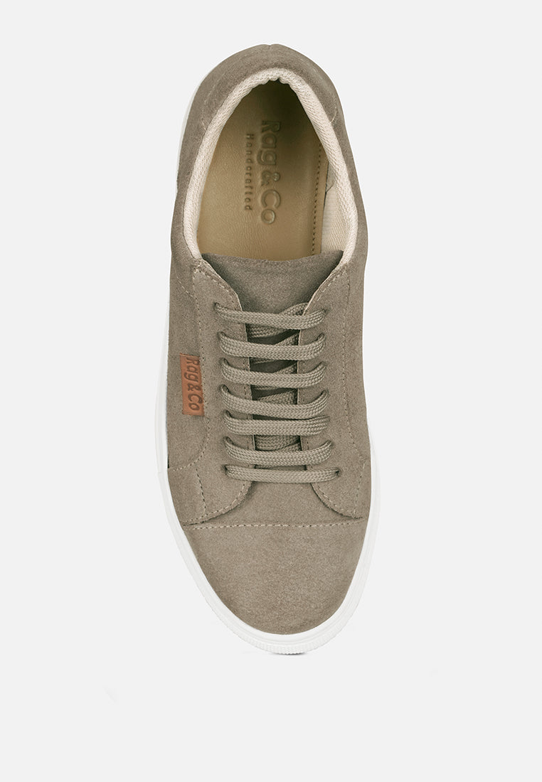 ASHFORD Beige Fine Leather Handcrafted Sneakers_Beige