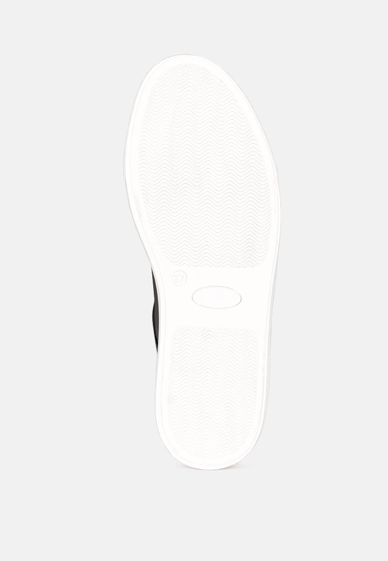 ASHFORD Black Fine Leather Handcrafted Sneakers_Black