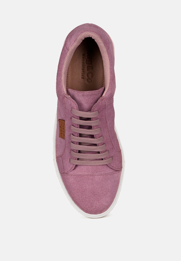 ASHFORD Pink Fine Leather Handcrafted Sneakers_Pink