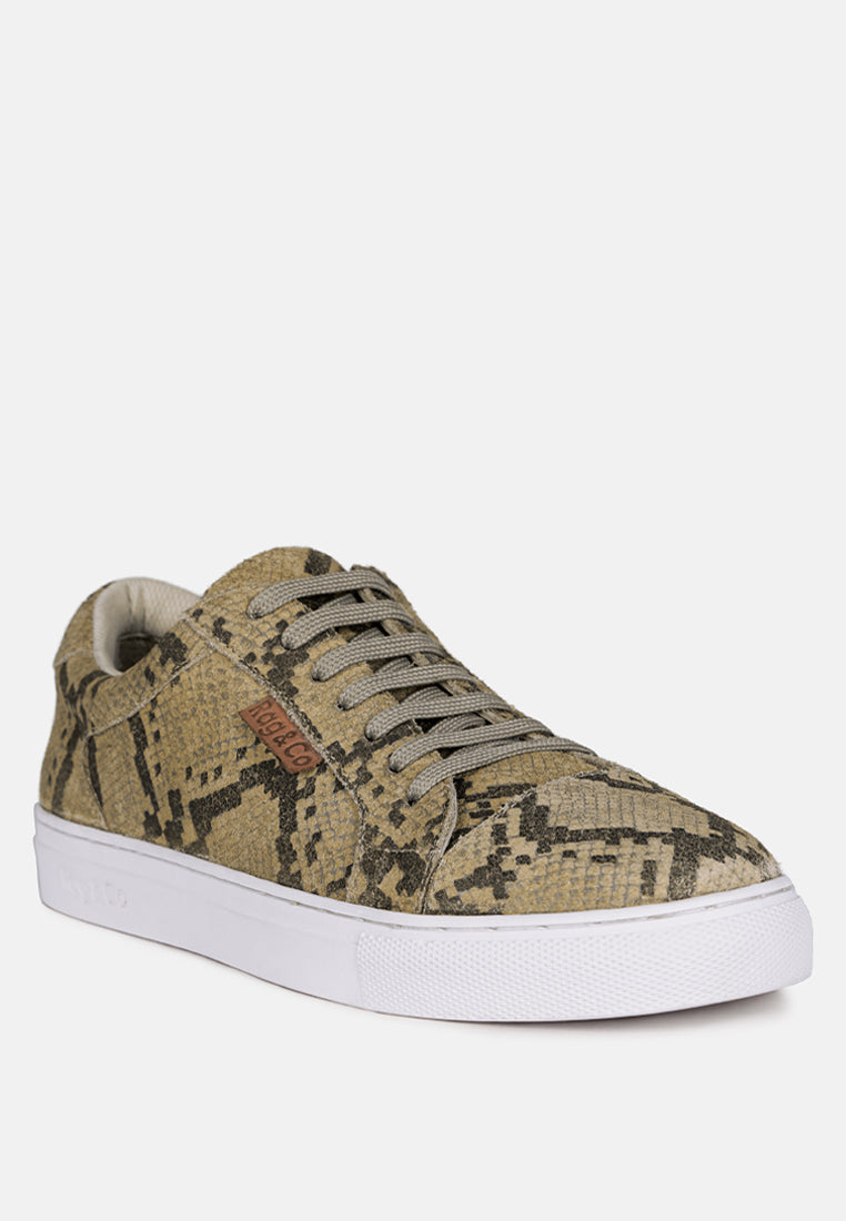 ASHFORD Snake Print Handcrafted Sneakers_Natural Snake