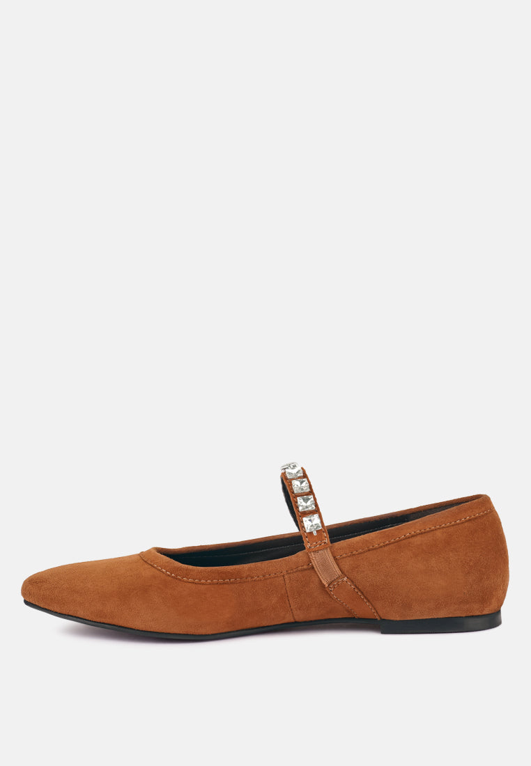 assisi tan fine suede maryjane ballet blats_tan