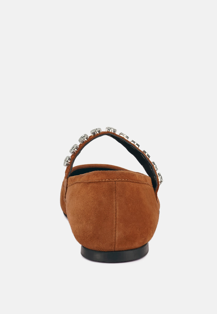 assisi tan fine suede maryjane ballet blats_tan