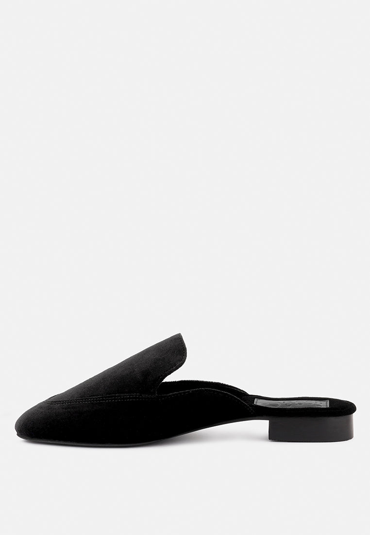 BATISTE Black Velvet Handcrafted Mules_Black