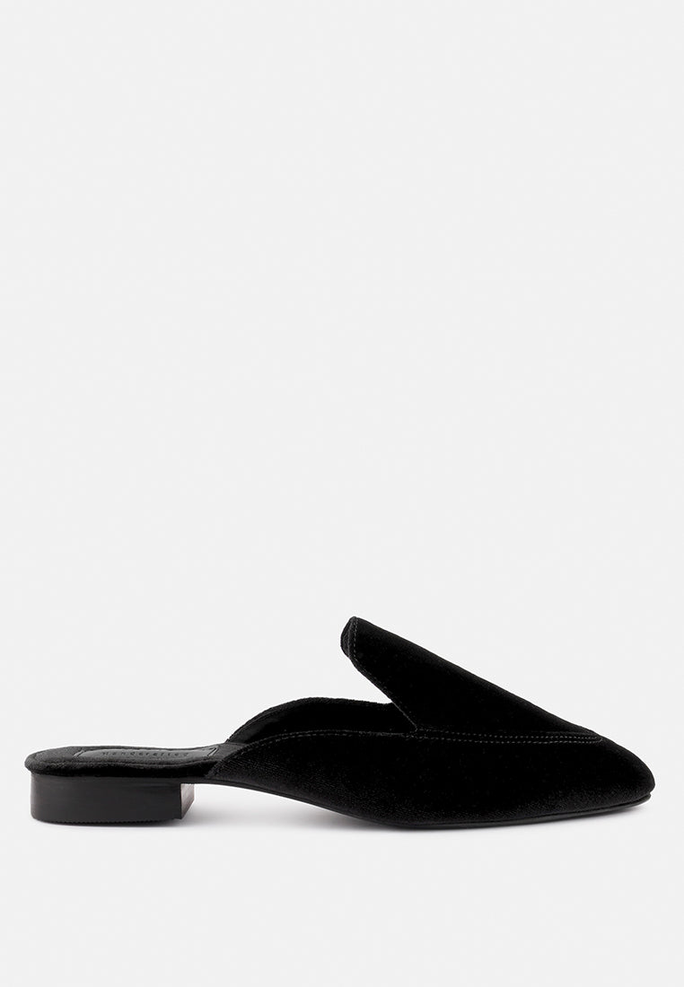 BATISTE Black Velvet Handcrafted Mules_Black