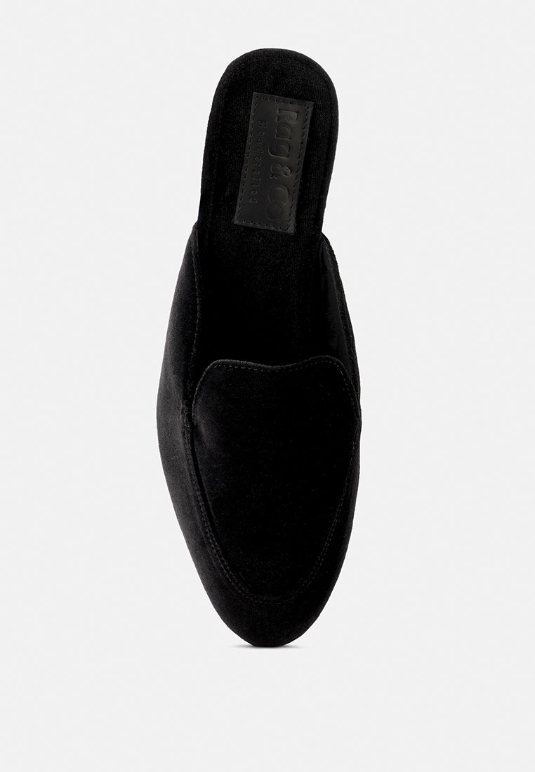 BATISTE Black Velvet Handcrafted Mules_Black