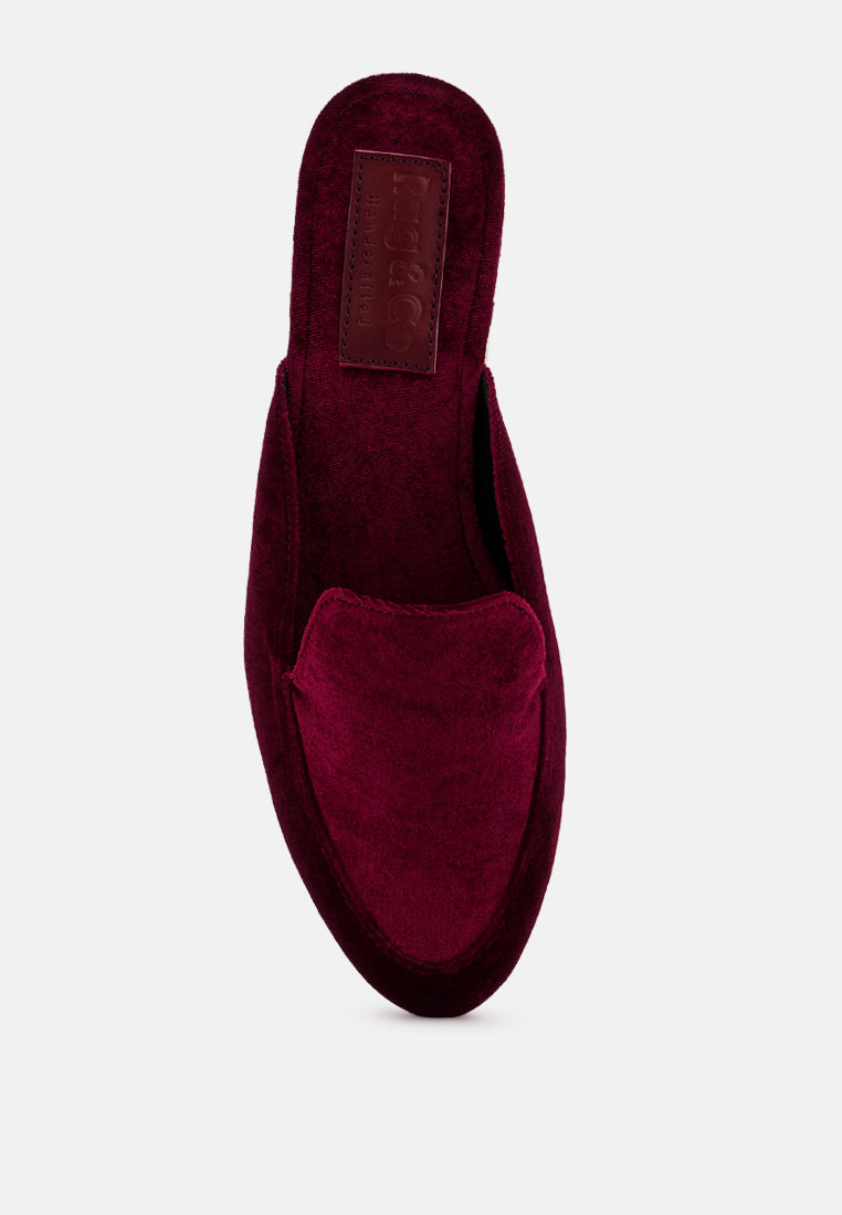 BATISTE Burgundy Velvet Handcrafted Mules_Burgundy