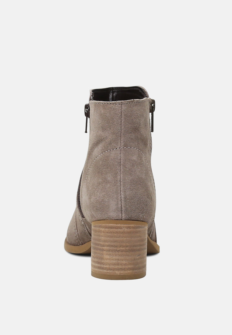 BAUENA Taupe Ankle Boots with Zip Closure-Taupe