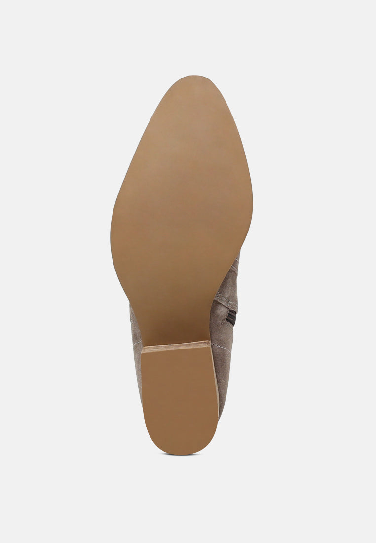 BAUENA Taupe Ankle Boots with Zip Closure-Taupe