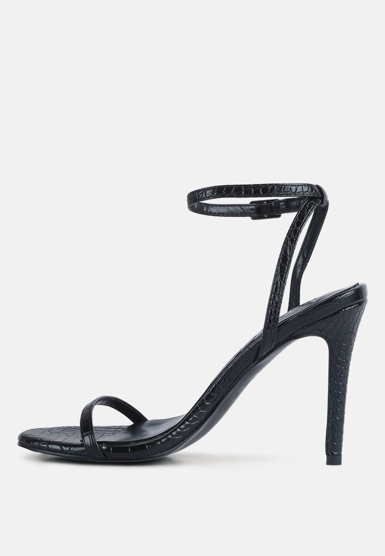 BLONDES Black Croc High Heeled Sandal-Black