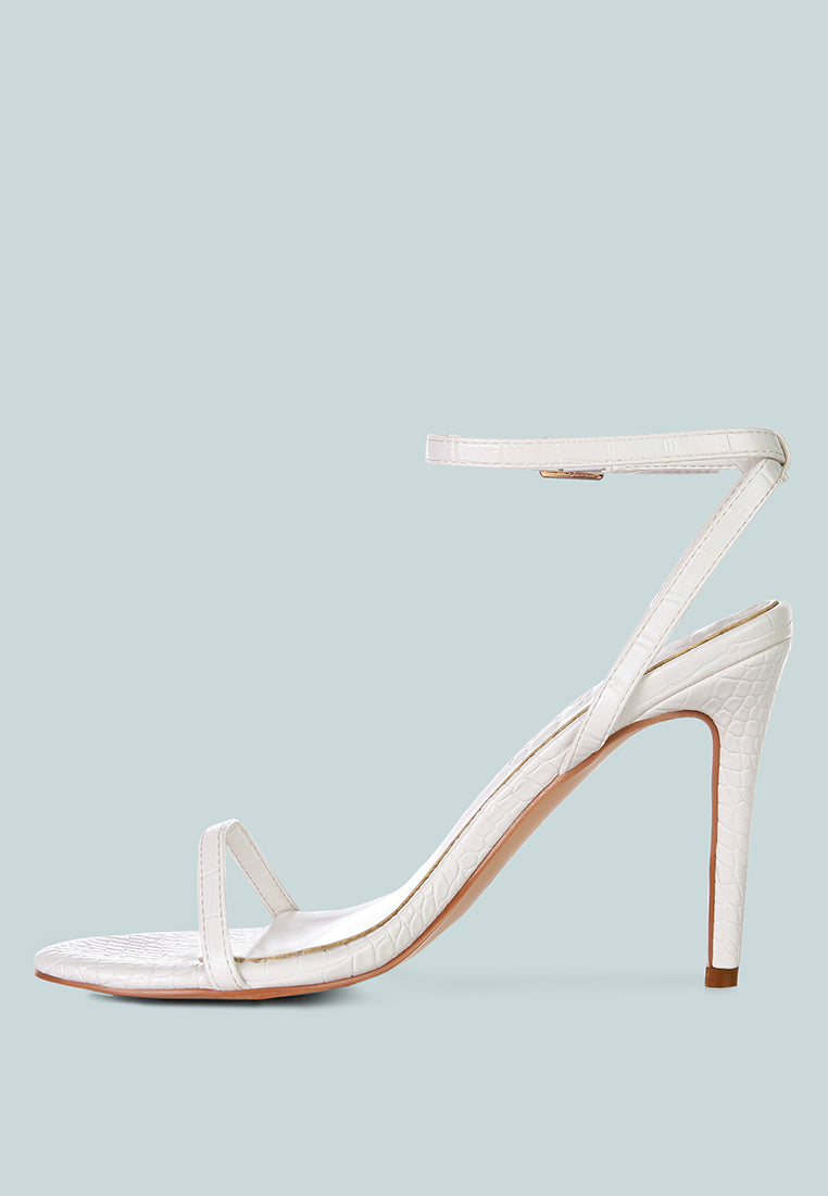 BLONDES White Croc High Heeled Sandal_off White