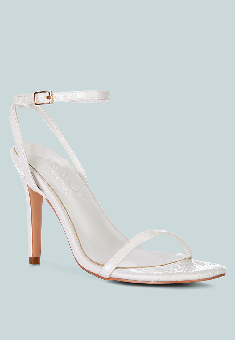 BLONDES White Croc High Heeled Sandal_off White