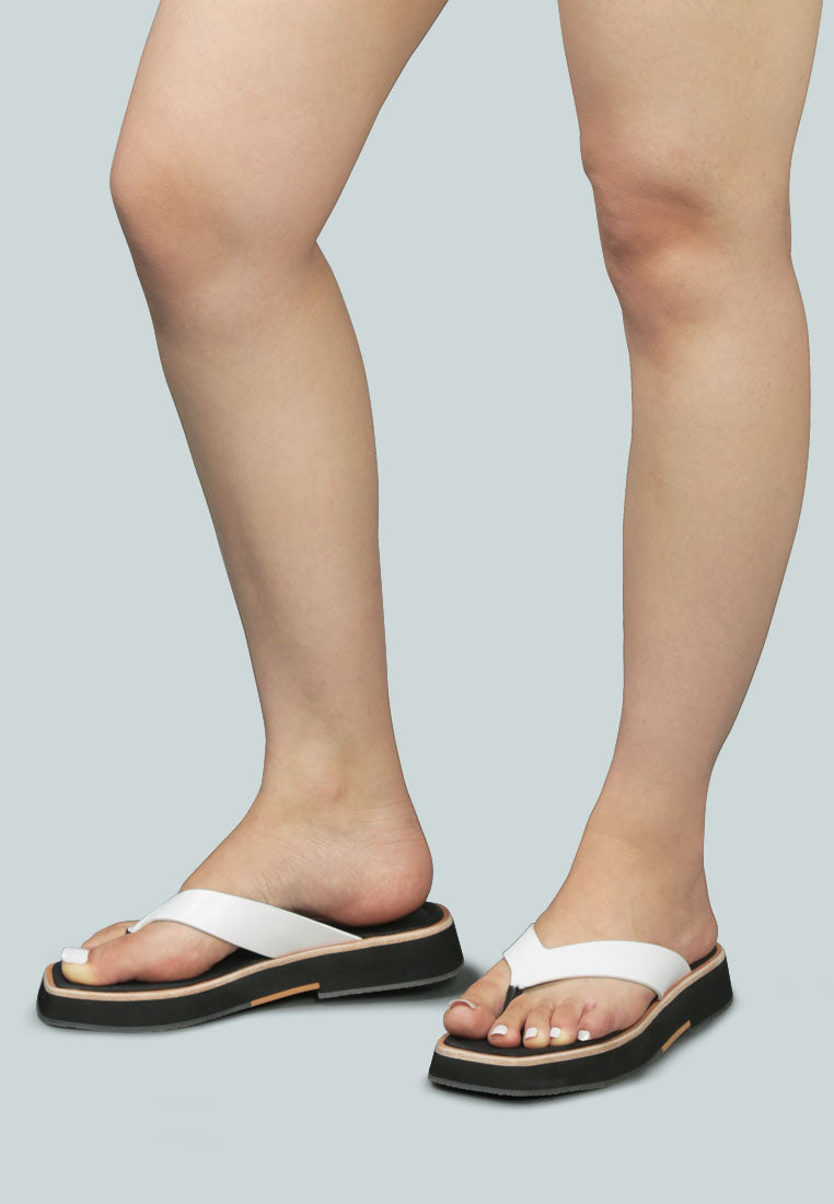 BLUNT Flat Thong Sandal in White-White