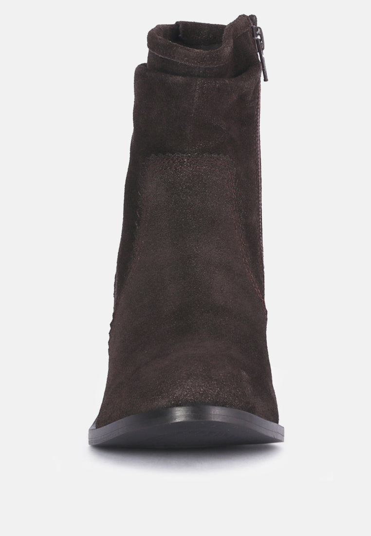 BOWIE Dark Brown Stacked Heel Leather Boots_Dark Brown