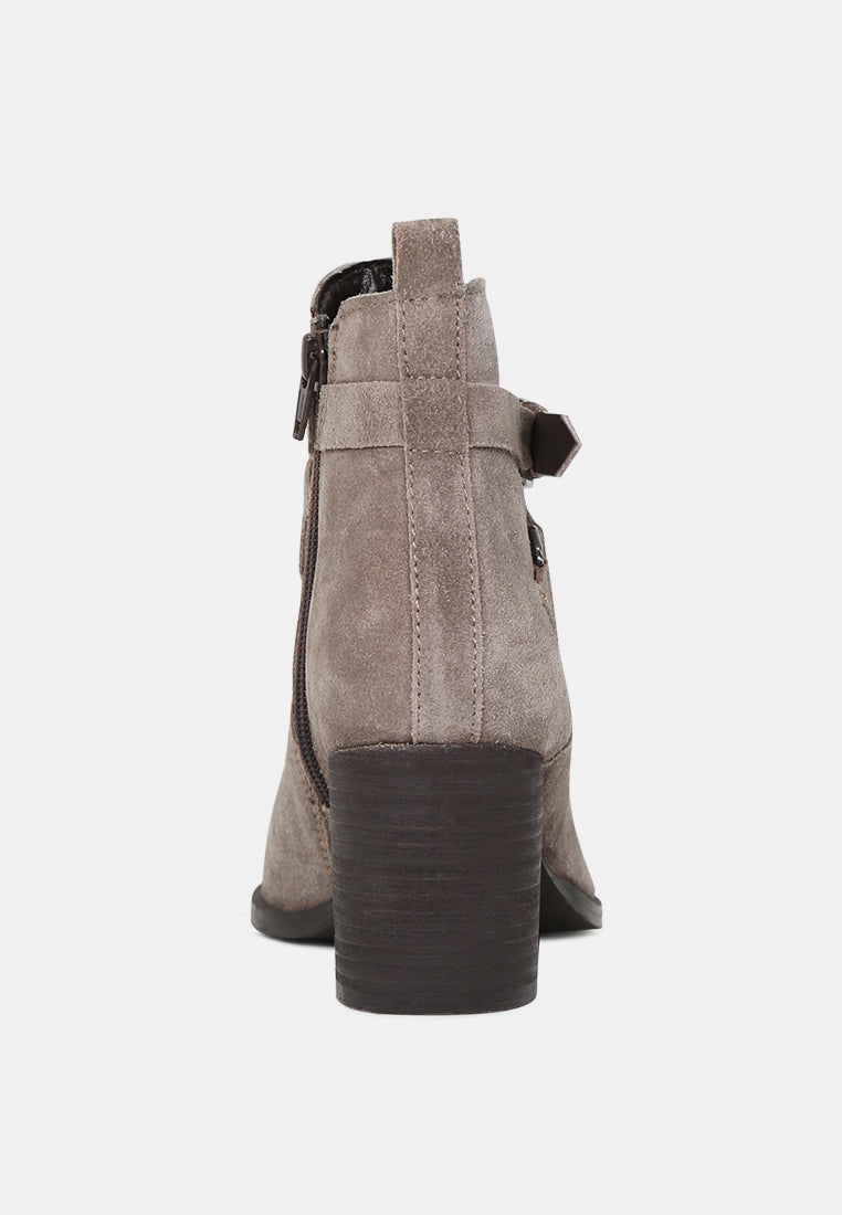 BRIA Taupe Peep Toe Ankle Boots-Taupe