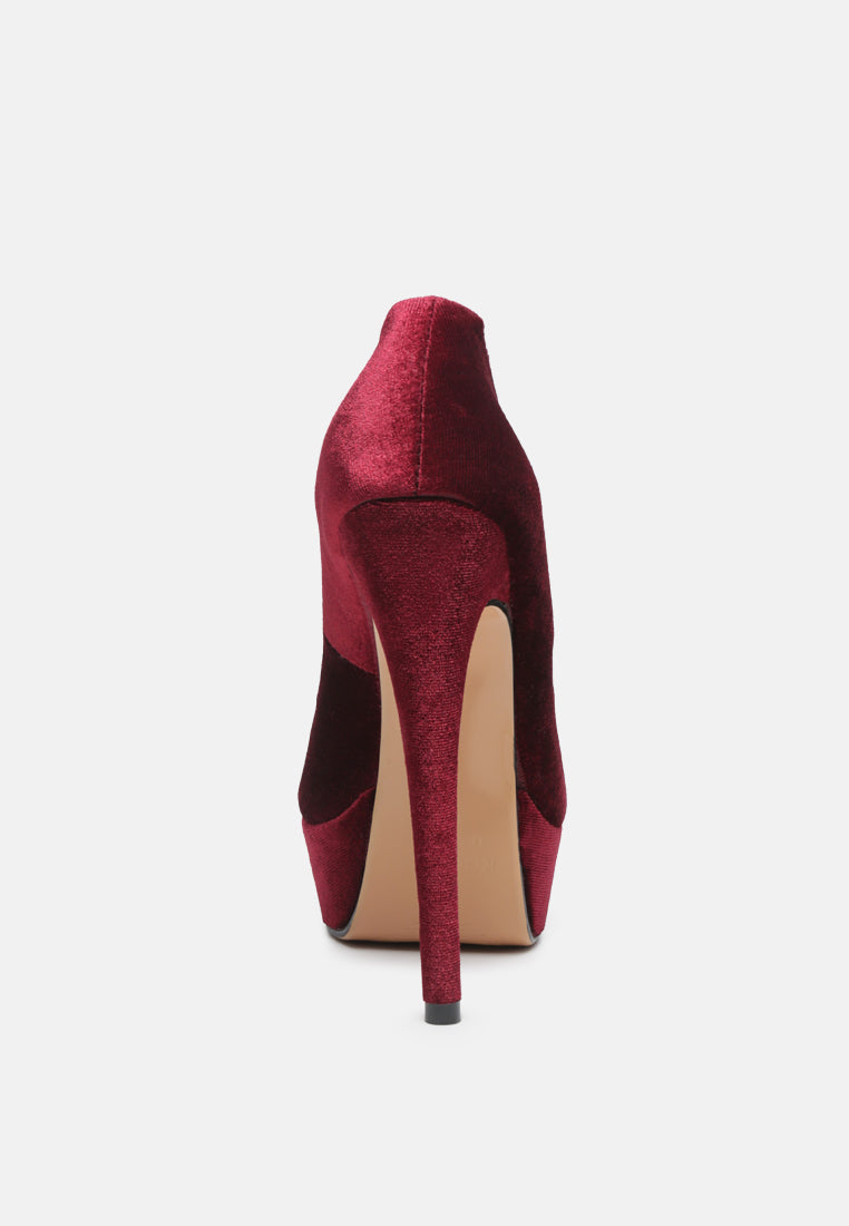 BRIELLE High Heel Peep Toe Stiletto in Burgundy-Burgundy