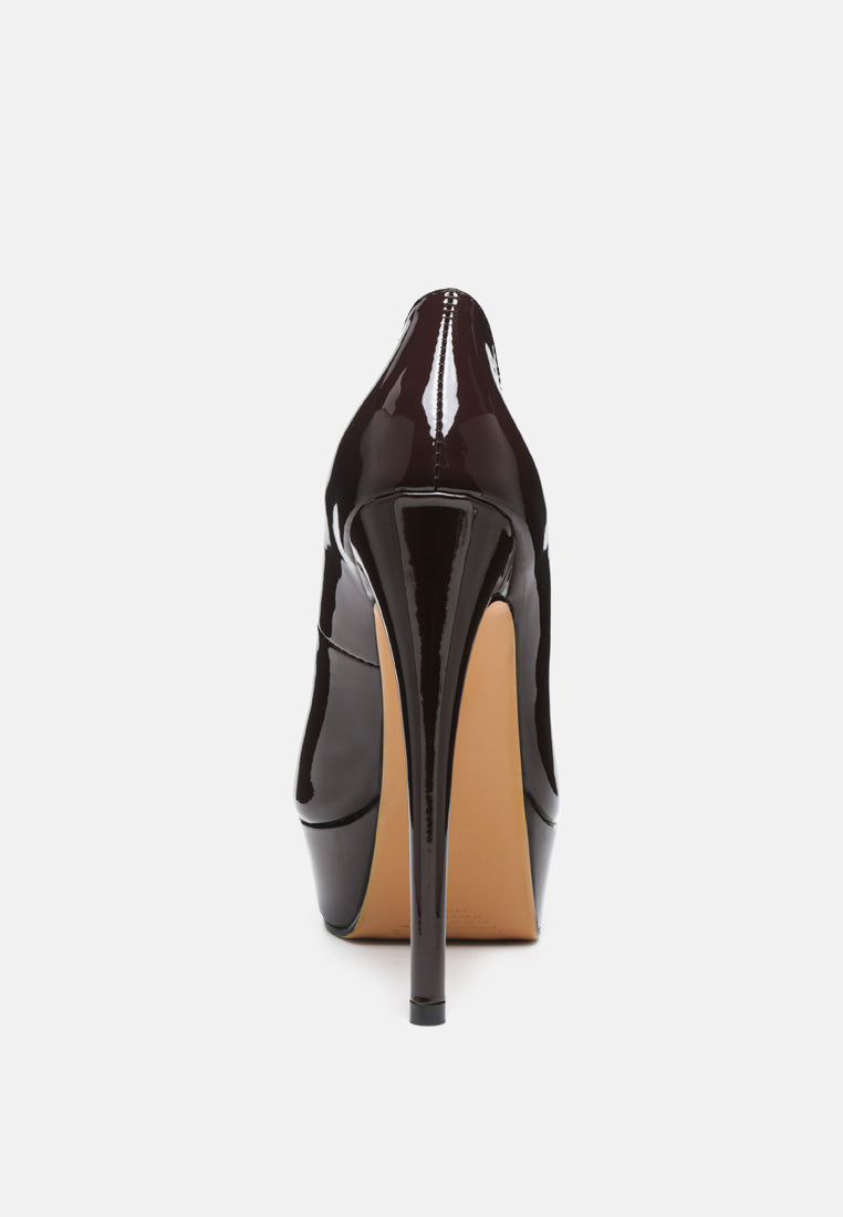 BRIELLE High Heel Peep Toe Stiletto in Espresso-Espresso