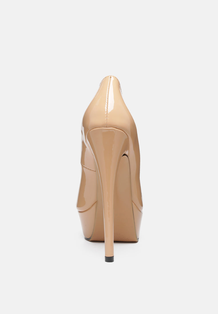 BRIELLE High Heel Peep Toe Stiletto in Latte-Latte