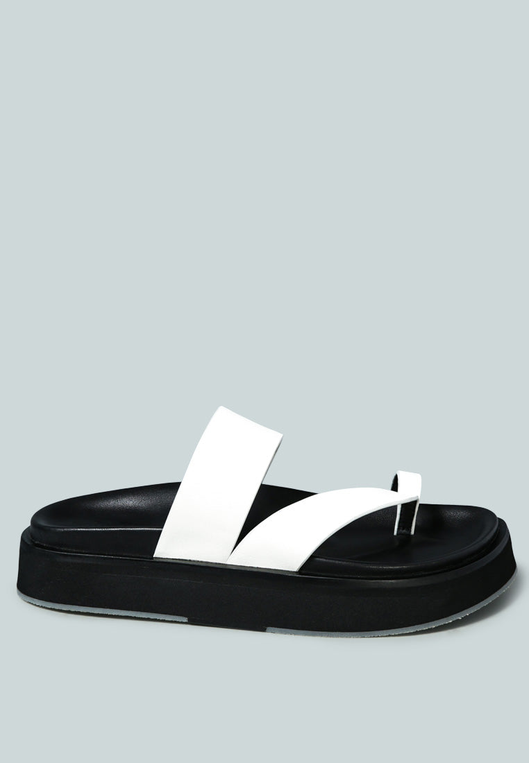 BULLOCK Slip-On Leather Sandal in White-White