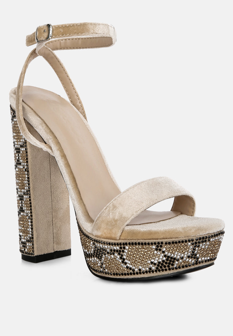 ZIRCON Beige Diamante Studded High Block Heel Sandals_beige