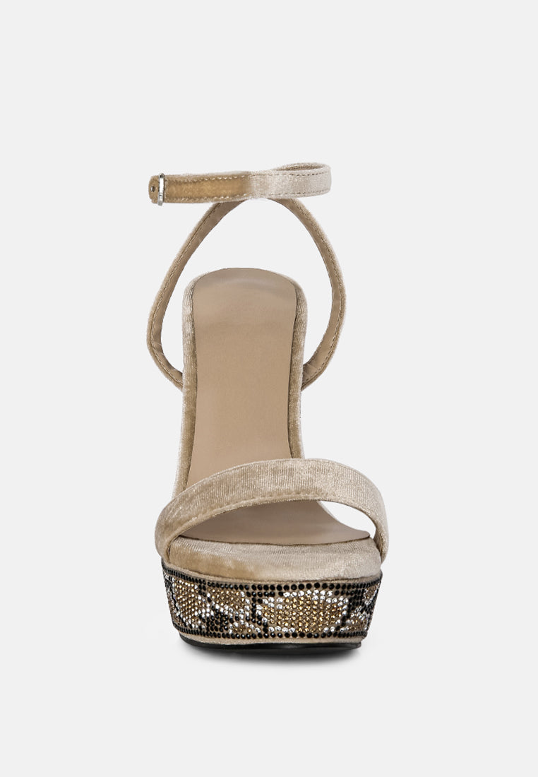 ZIRCON Beige Diamante Studded High Block Heel Sandals_beige