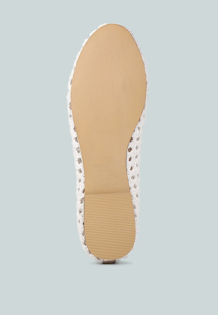 Brionna White Cotton Mesh Flat Ballerinas-White