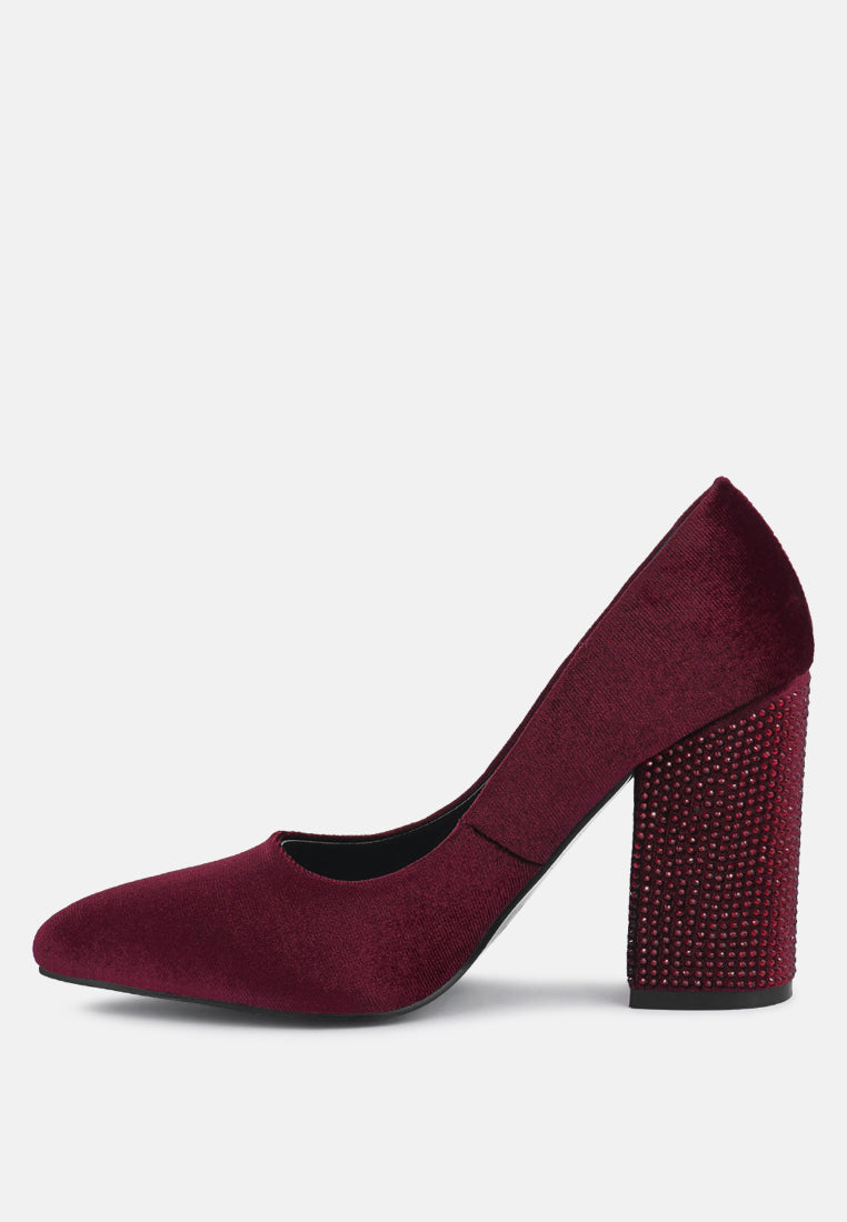 cyber girl burgundy diamante block heeled pumps#color_burgundy