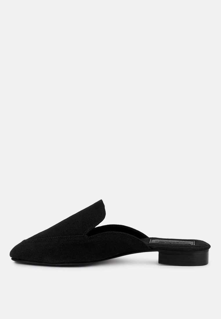 CALICO Black Organic Canvas Mules_Black