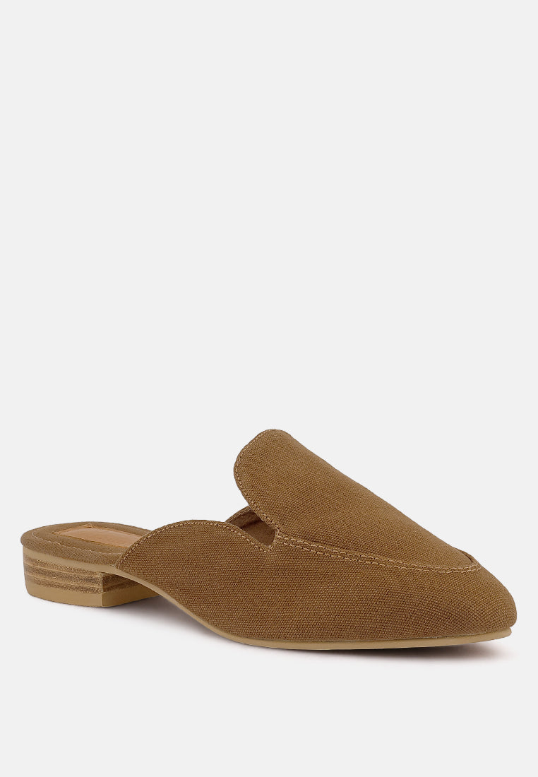 CALICO Tan Organic Canvas Mules_Tan