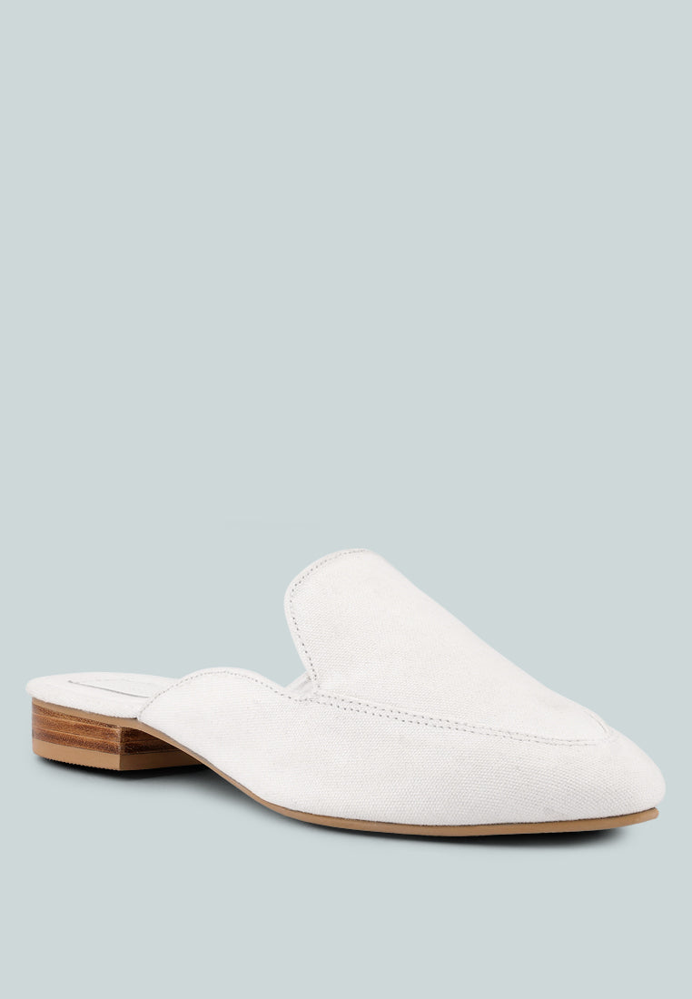 CALICO White Organic Canvas Mules_White