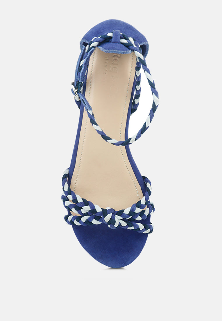 CANDANCE Blue Block Heel Sandal-Blue