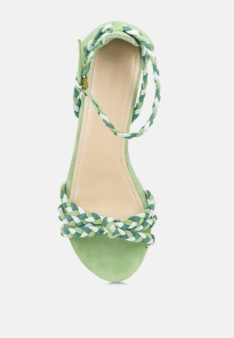 CANDANCE Green Block Heel Sandal-Green