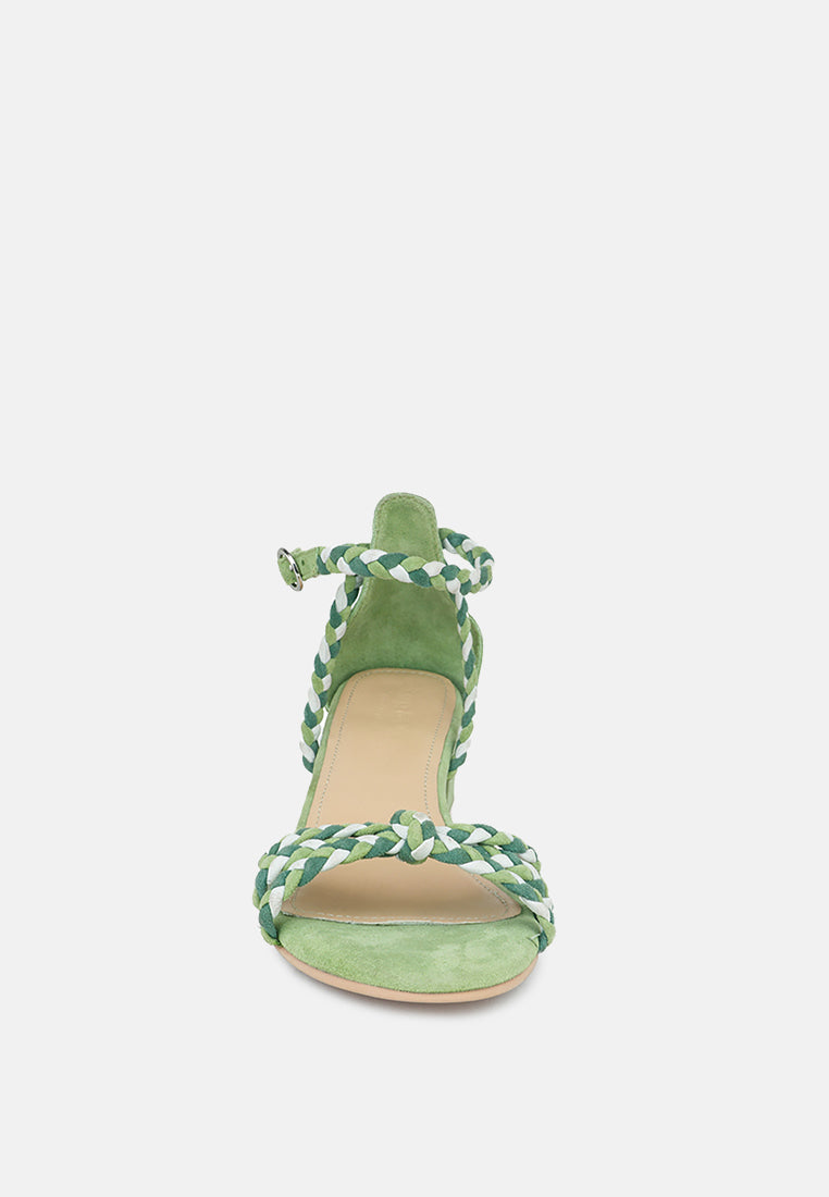 CANDANCE Green Block Heel Sandal-Green