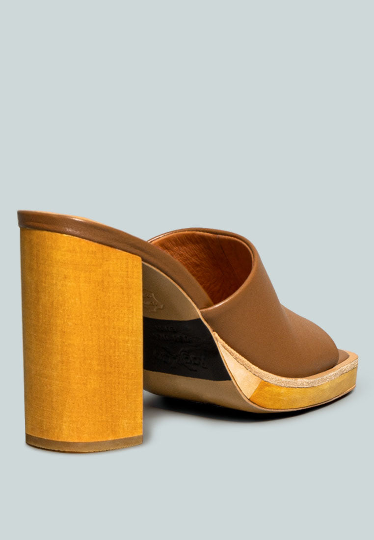 CAREY Tan Leather High Heeled Block Sandal_Tan