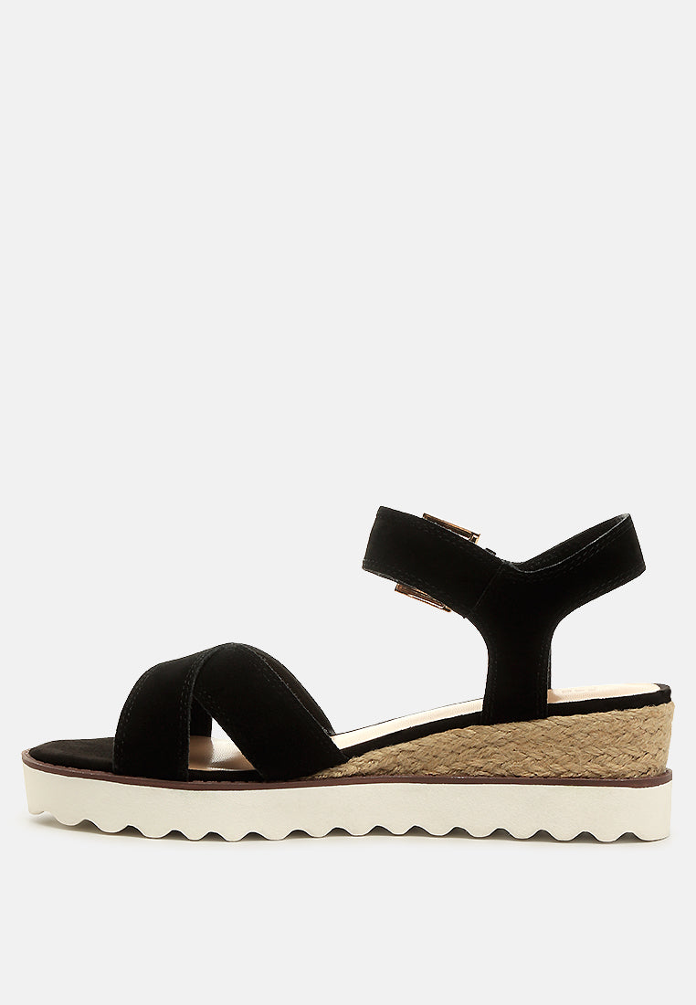 CASA Black Wedge Sandals-BLACK