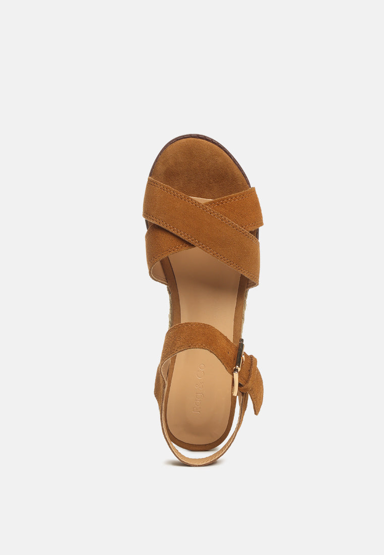 CASA Tan Wedge Sandals-TAN