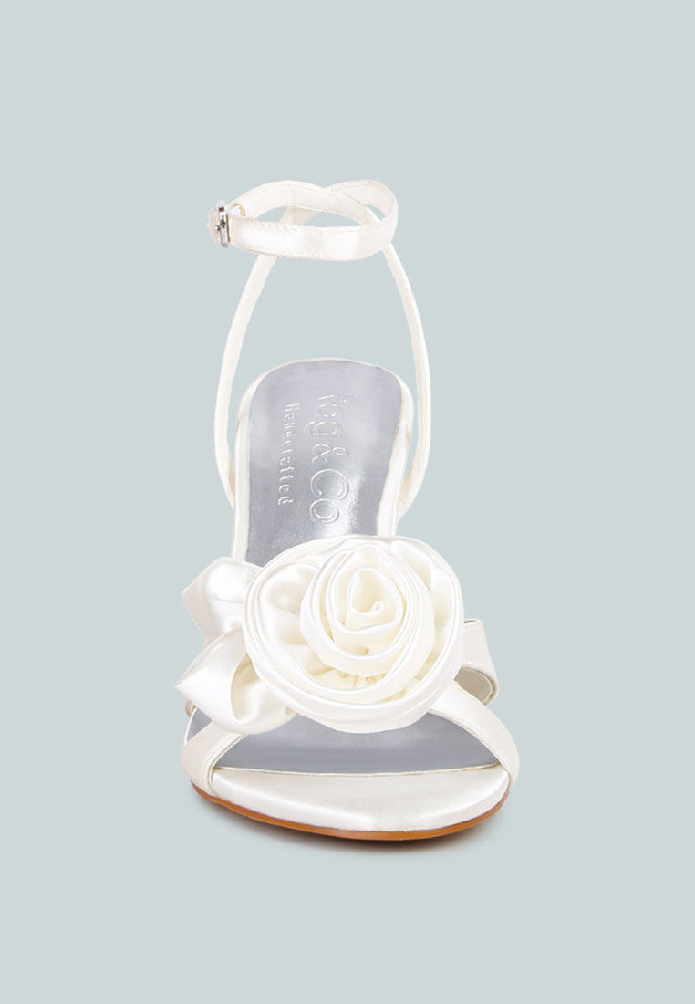chaumet white rose bow satin heeled sandals#color_white