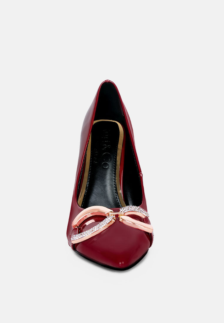 COCKTAIL Diamante Stiletto Pump Shoes in Burgundy_Burgundy