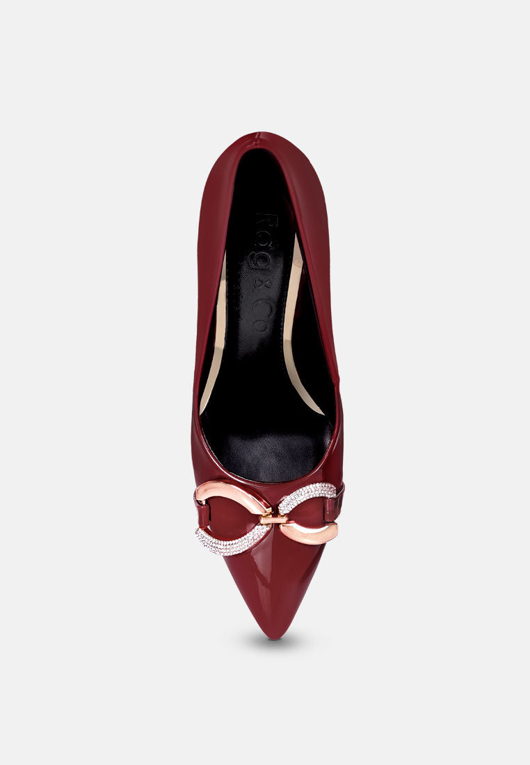 COCKTAIL Diamante Stiletto Pump Shoes in Burgundy_Burgundy