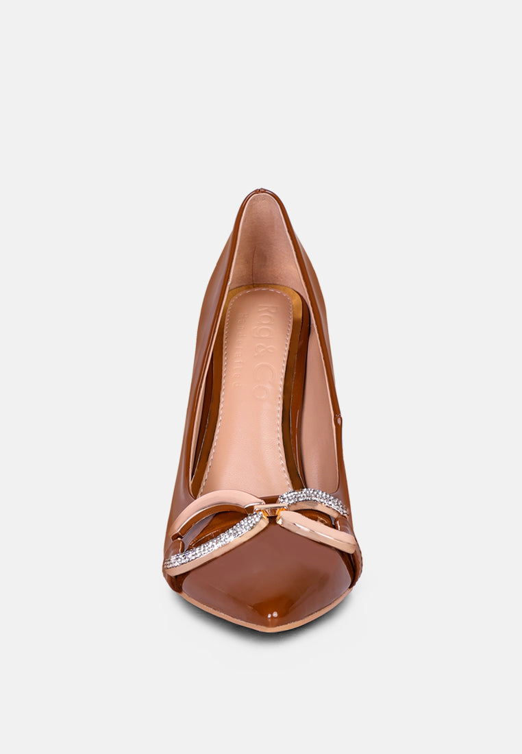 COCKTAIL Diamante Stiletto Pump Shoes in Camel_Camel