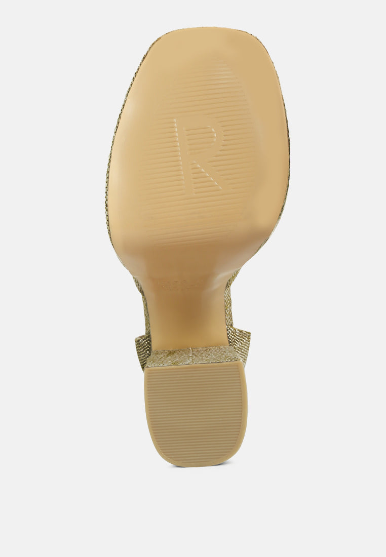 COSETTE Diamante Embellished Ankle Strap High Block Heel Sandals in Beige#color_beige