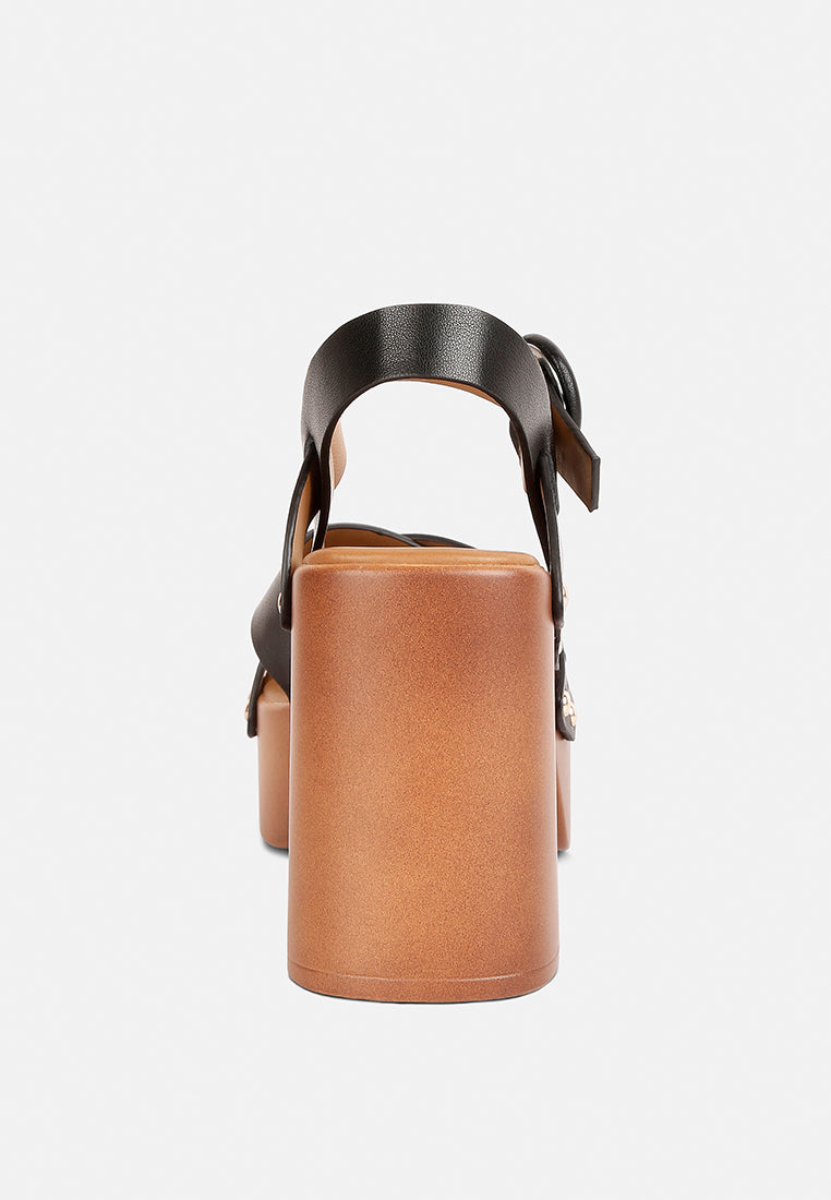 CRISTINA Cross Strap Embellished Heels in Black#color_black