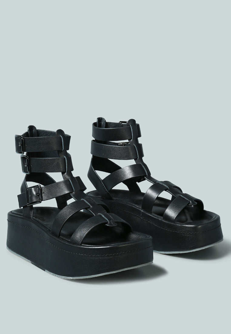 Buy Cruz Gladiator Platform Leather Sandal In Black Sandals