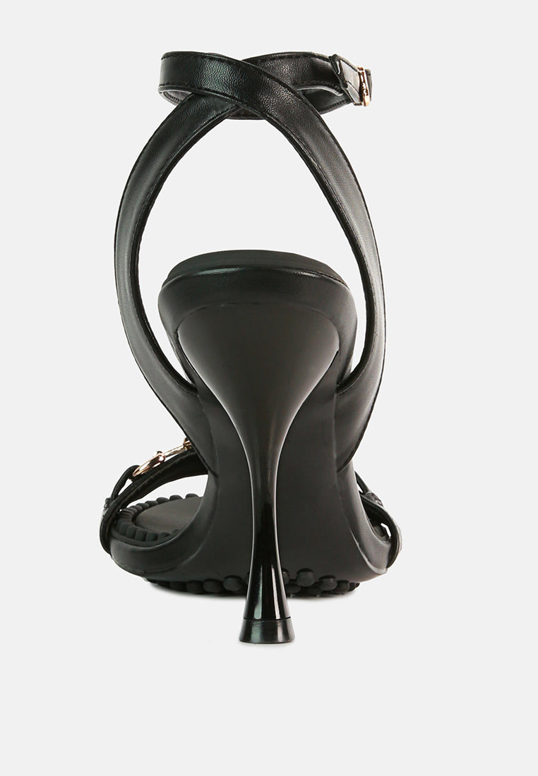 DAENERYS Black Mid Heeled Sandals_black