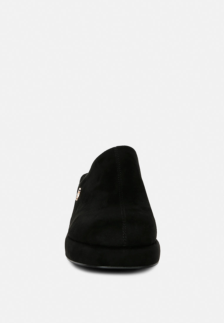 delaunay black suede heeled mule sandals#color_black