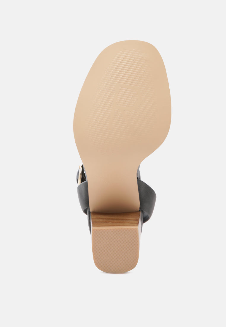 DOLPH Stack Block Heeled Sandal in Black-Black