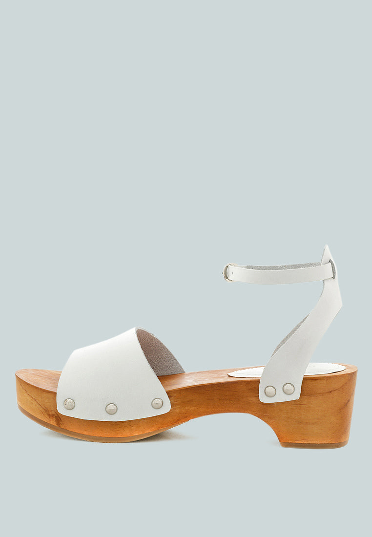 CARA White Wooden Clogs-White