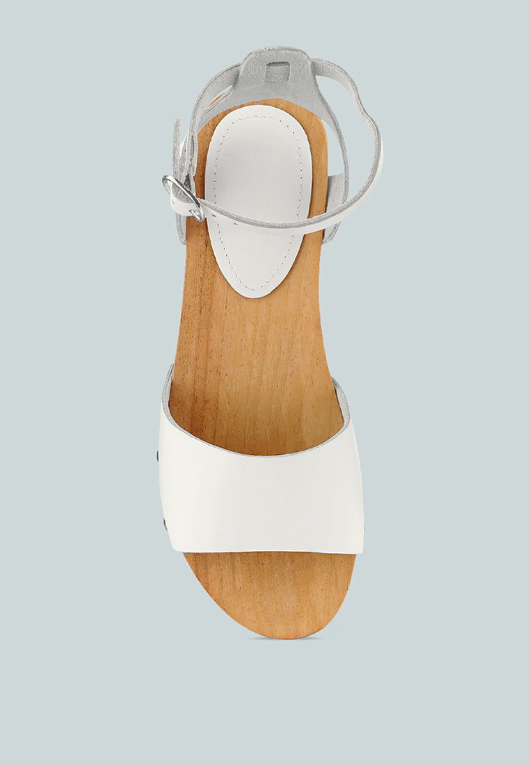 CARA White Wooden Clogs-White