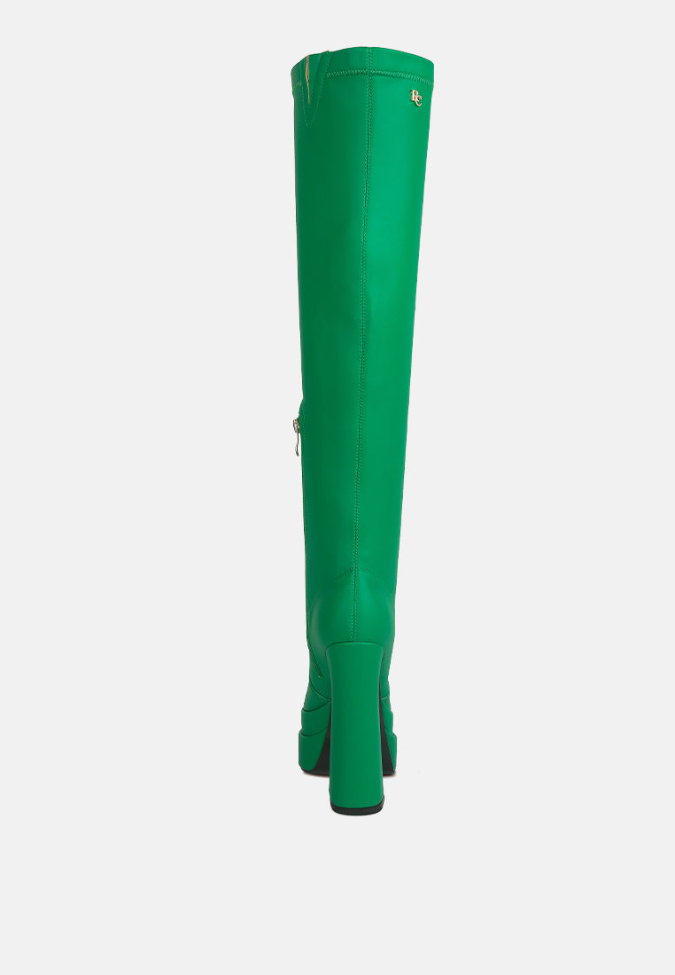 cyber punk high platform long boots#color_green